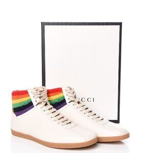 GUCCI Calfskin Men's Bambi Rainbow High Top Sneakers